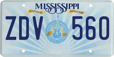 MS license plate ZDV560