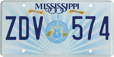 MS license plate ZDV574