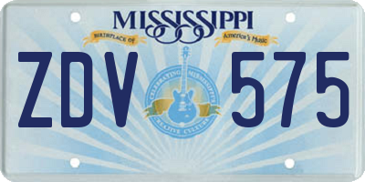 MS license plate ZDV575