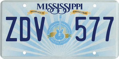 MS license plate ZDV577