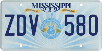 MS license plate ZDV580