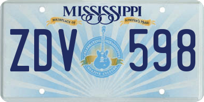 MS license plate ZDV598