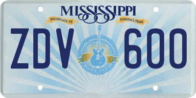 MS license plate ZDV600