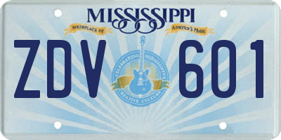 MS license plate ZDV601