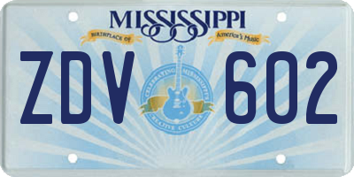 MS license plate ZDV602