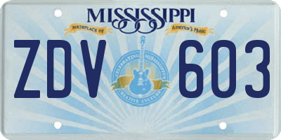 MS license plate ZDV603