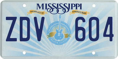 MS license plate ZDV604