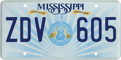 MS license plate ZDV605