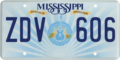 MS license plate ZDV606