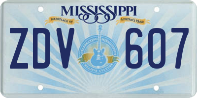MS license plate ZDV607