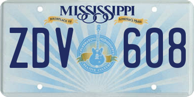 MS license plate ZDV608