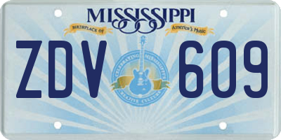 MS license plate ZDV609