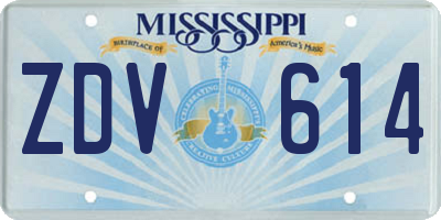 MS license plate ZDV614