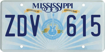 MS license plate ZDV615
