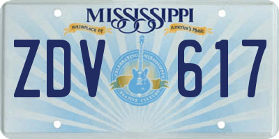 MS license plate ZDV617