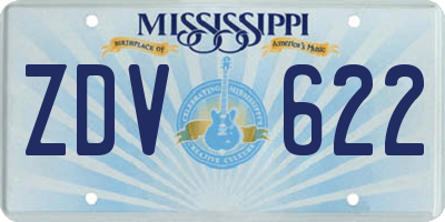 MS license plate ZDV622
