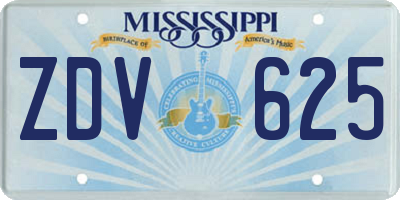 MS license plate ZDV625