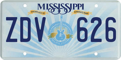 MS license plate ZDV626