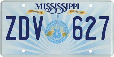 MS license plate ZDV627