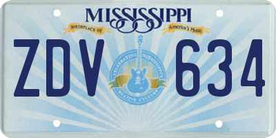 MS license plate ZDV634