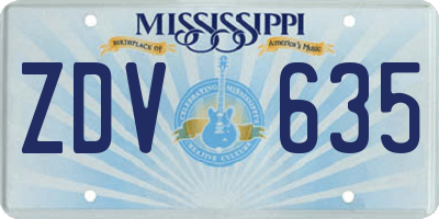 MS license plate ZDV635