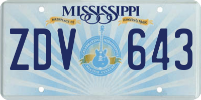 MS license plate ZDV643