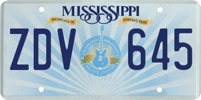 MS license plate ZDV645
