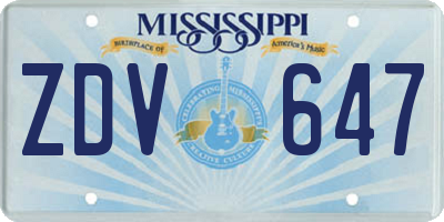 MS license plate ZDV647