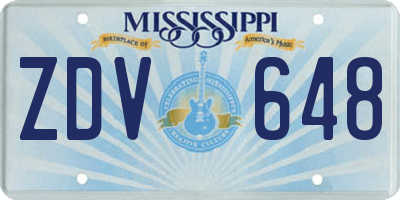 MS license plate ZDV648