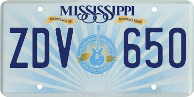 MS license plate ZDV650