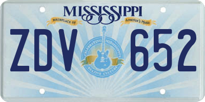 MS license plate ZDV652