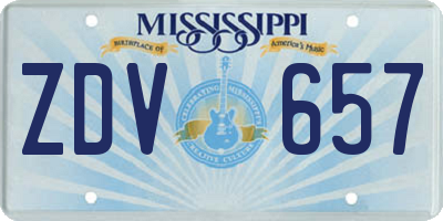 MS license plate ZDV657