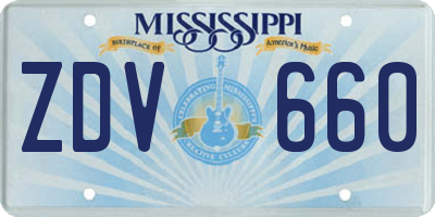MS license plate ZDV660