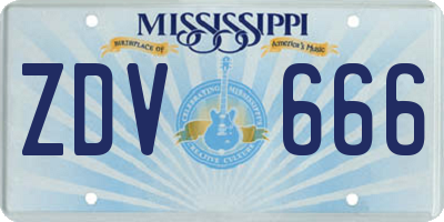 MS license plate ZDV666