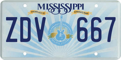 MS license plate ZDV667