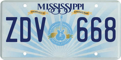 MS license plate ZDV668