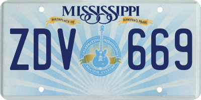 MS license plate ZDV669