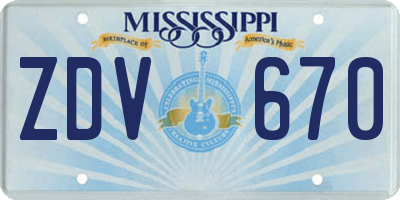 MS license plate ZDV670