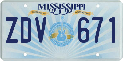MS license plate ZDV671