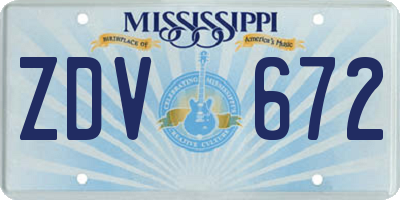 MS license plate ZDV672
