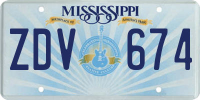 MS license plate ZDV674