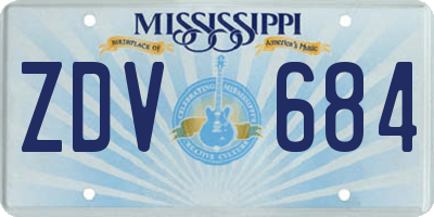 MS license plate ZDV684