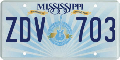 MS license plate ZDV703