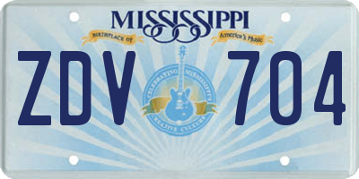 MS license plate ZDV704