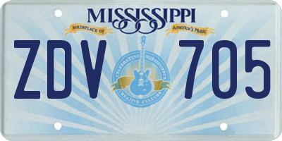 MS license plate ZDV705