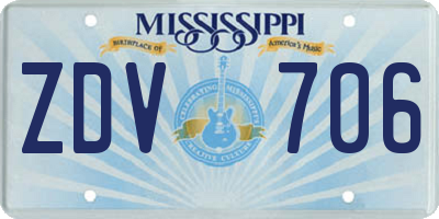 MS license plate ZDV706