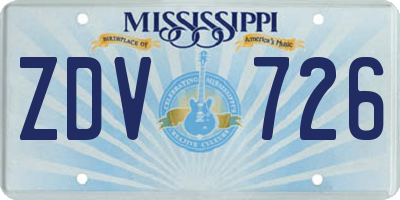 MS license plate ZDV726