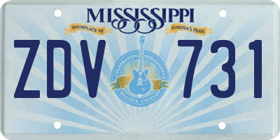 MS license plate ZDV731