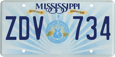 MS license plate ZDV734