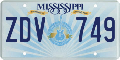 MS license plate ZDV749